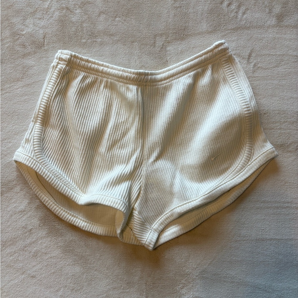 Women's Ribbed Cream Nike Lounge Shorts